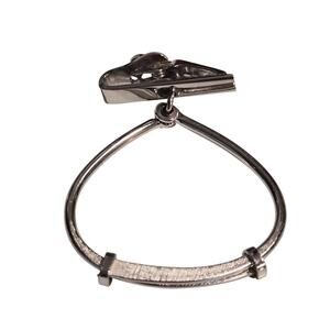 Vintage Swank Silver Tie Clip Loop Mid Century MCM Dapper Retro Mens Accessory